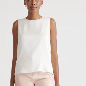 Quince Washable Stretch Silk Shell Tank Blouse White Cream Ivory XS
